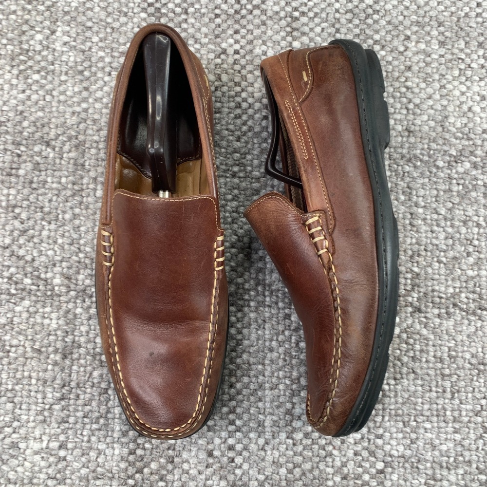 Johnston & Murphy Loafers Mens 10 M Brown Venetian Moc-Toe Leather 20-0672